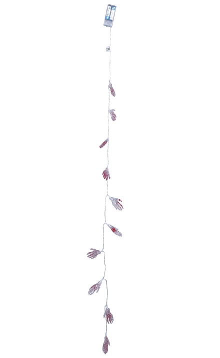 Girlanda - 10 x ruka s led světlem HALLOWEEN