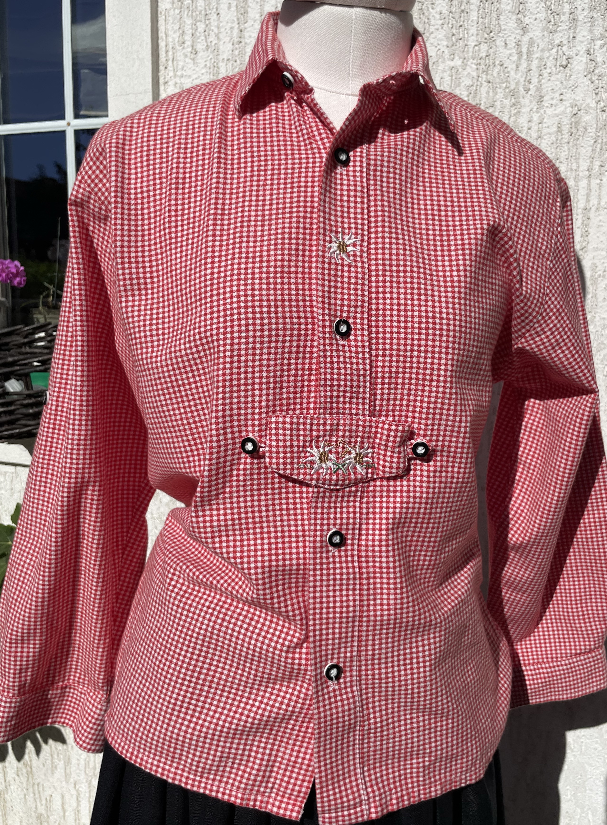 Dívčí dámská košile v dirndl, selském, country, western stylu vel. 164