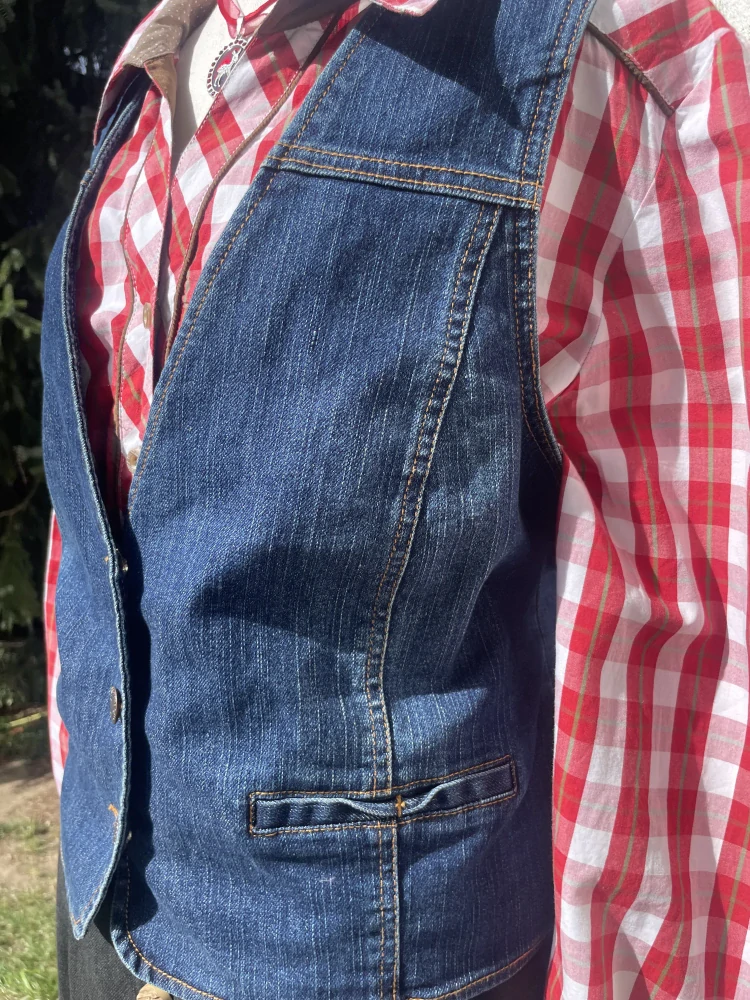 Dámská riflová vesta selský, country, western styl vel. 48