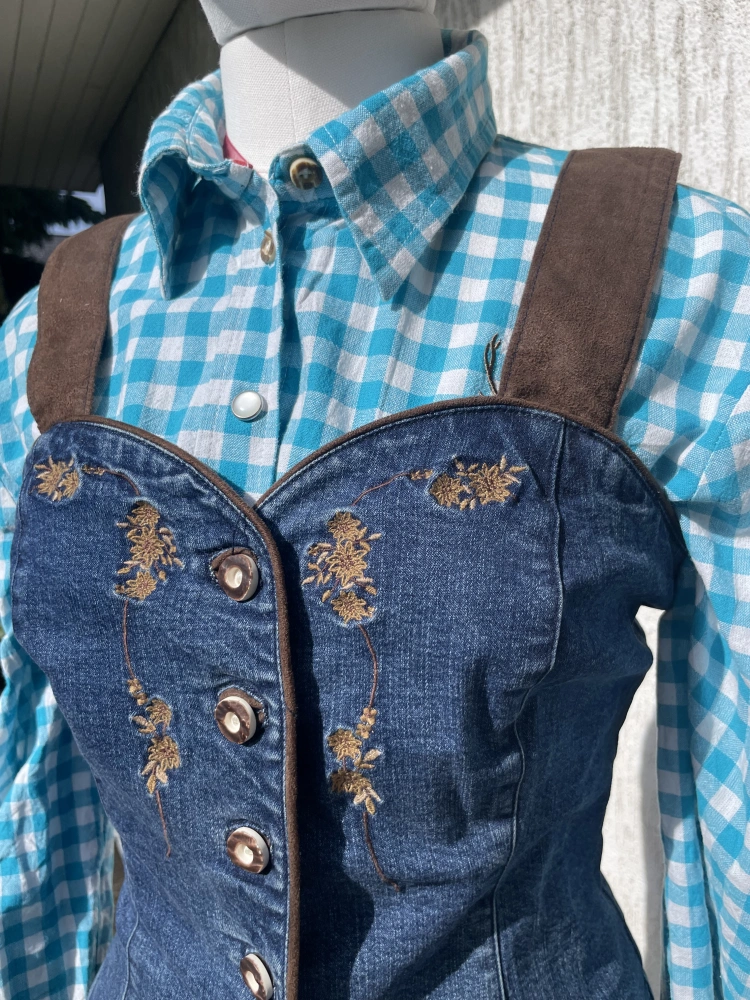 Dámský živůtek, top, halenka v selském, country, western stylu vel. 38