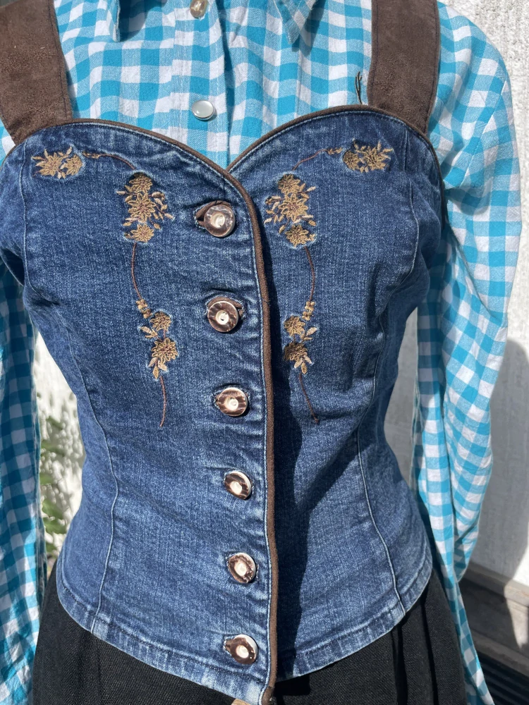 Dámský živůtek, top, halenka v selském, country, western stylu vel. 38