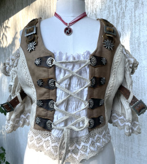Dámský živůtek, halenka v selském, dobovém, country stylu vel. 42