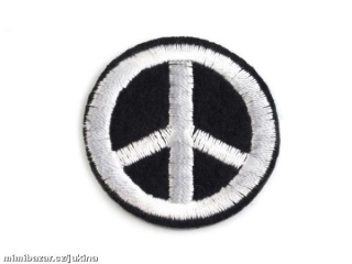 Nažehlovačka vyšívaná peace 3,5 cm průměr
