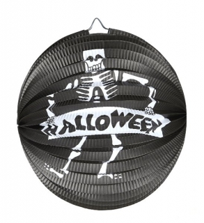 Černobílý papírový lampión Halloween, koule